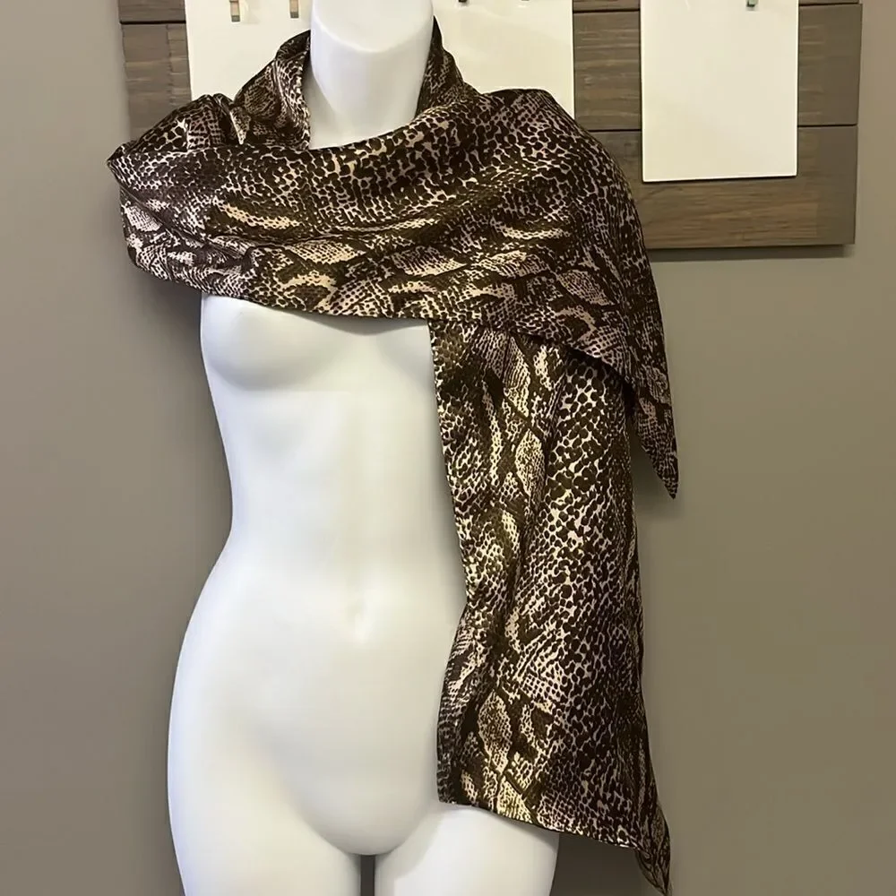 Dennis by Dennis Basso Brown Snakeskin Scarf-OS